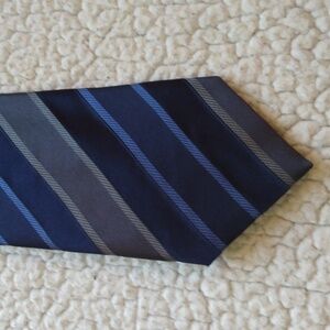 Canali Blue/Gray Stripe Silk Tie (Made in Italy)